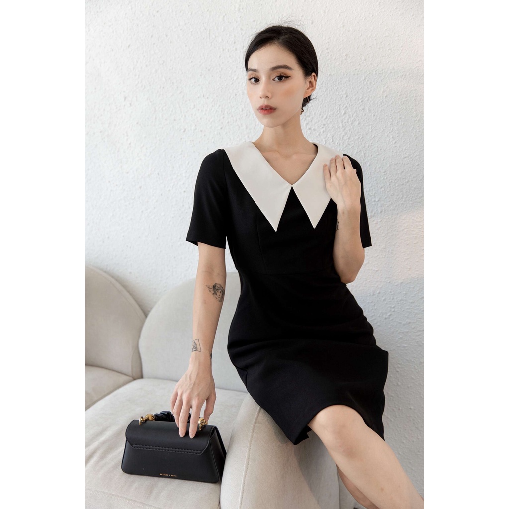 Maiimer - Váy đen cổ trắng Linda