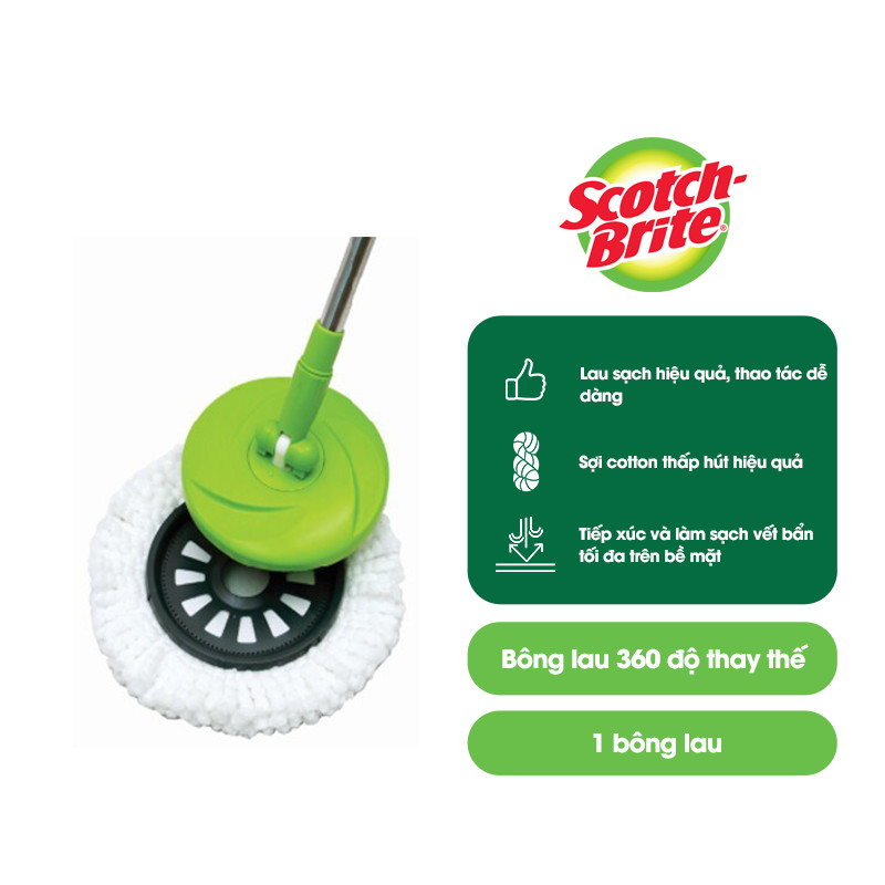 BÁO GIÁ Chổi Lau Nhà Scotch Brite | Shopee Lazada Sendo Tiki mới nhất 10 Bông lau thay thế Bộ cây lau nhà 360 độ lồng giặt và vắt tích hợp Scotch Brite 3M - Lấy sạch tóc, bụi bẩn, thấm hút nước tốt, vắt khô nhanh, độ bền cao, không rớt sợi