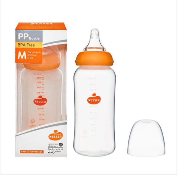 [HCM]Bình sữa PP Wesser cổ hẹp 250ml
