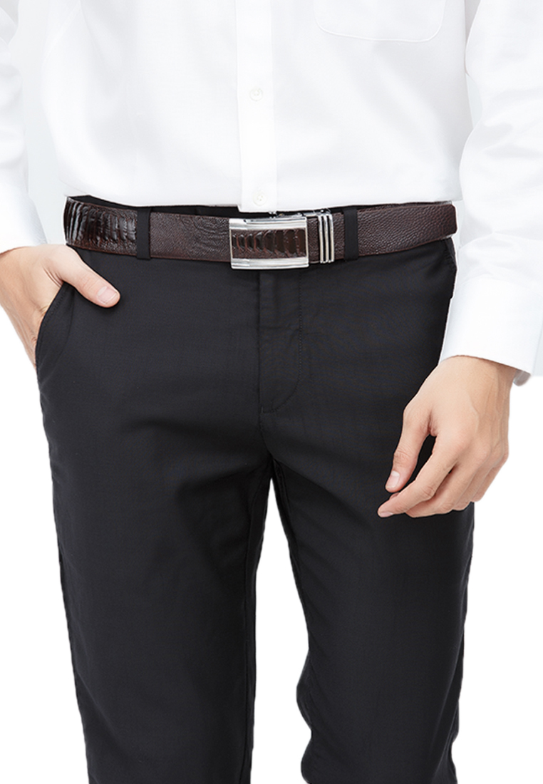 Brown assorted ostrich leather men's belt