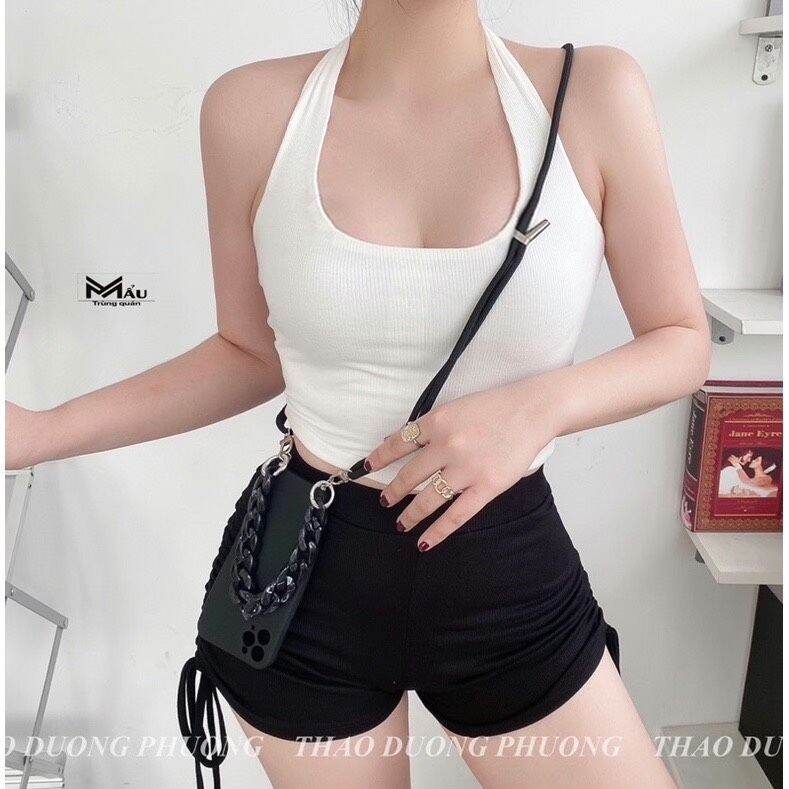 Set áo yếm tròng cổ quần đùi rút dây