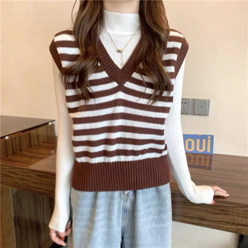 Áo gile len nữ cổ tim dễ mix đồ P451