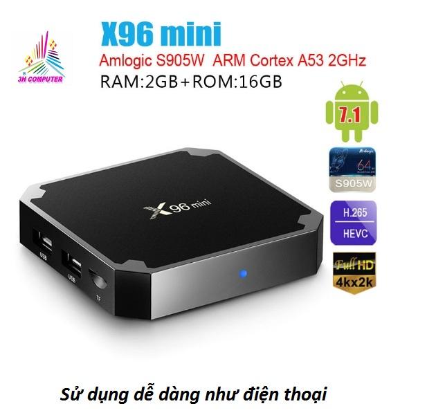 (HCM) Tivi box giá rẽ Android tivi box X96 Mini Ram 2gb Rom 16GB ANROID 7.1.2 4K Máy nghe nhạc smart tv box Amlogic S905W