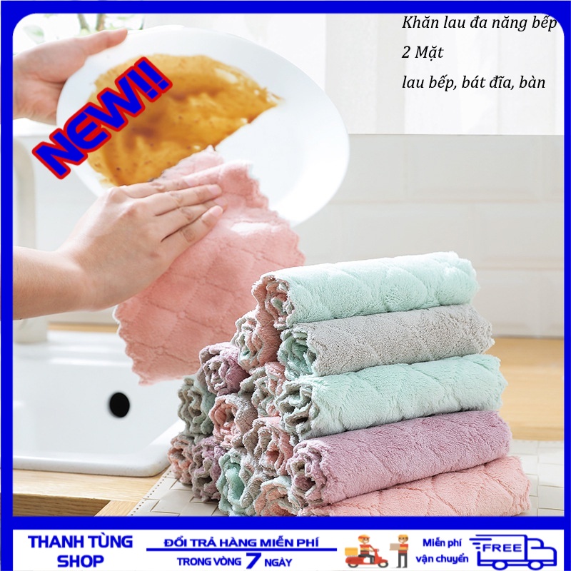 [ SALE UP TO 50% ] Khăn lau đa năng bếp 2 Mặt, lau bếp, bát đĩa, bàn ghế, loại to 27x15cm, khăn lau đa năng 2 mặt siêu thấm nước, khăn lau bếp từ, khăn lau nhà bếp đa năng siêu thấm hút bằng vải mịn, khăn lau tay nhà bếp, khăn lau kính, khăn lau giá rẻ