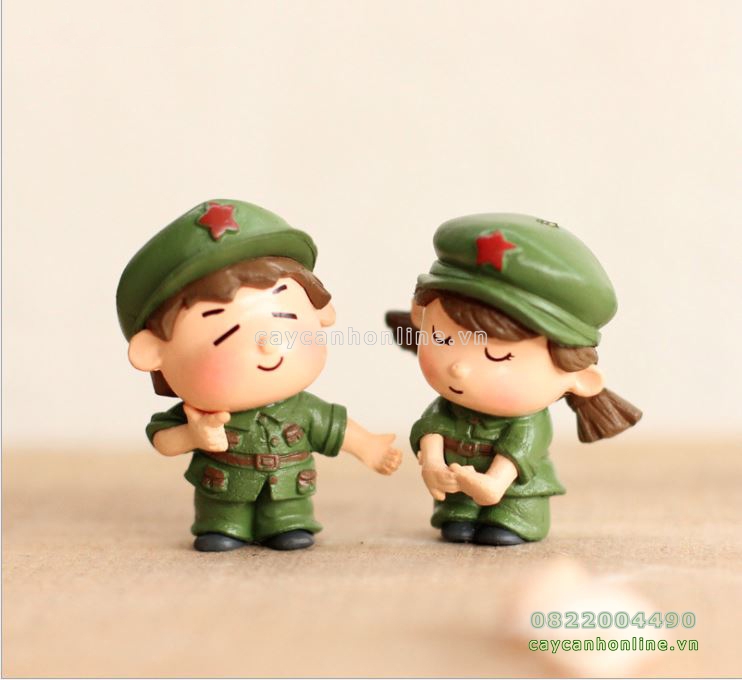 Tượng Cặp đôi lính tượng trang trí tiểu cảnh mini