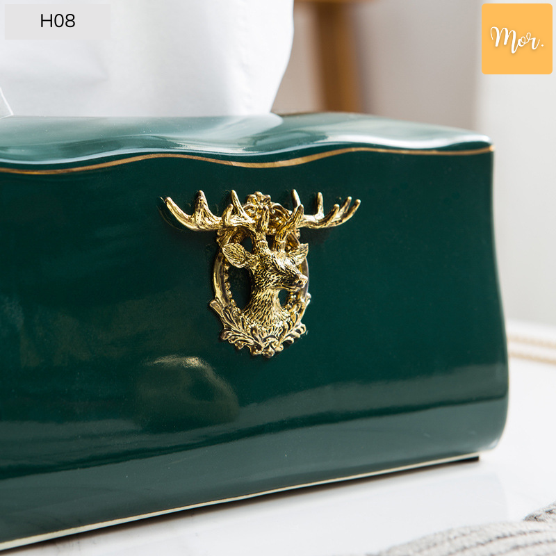 Hộp đựng khăn giấy sứ cao cấp - H08