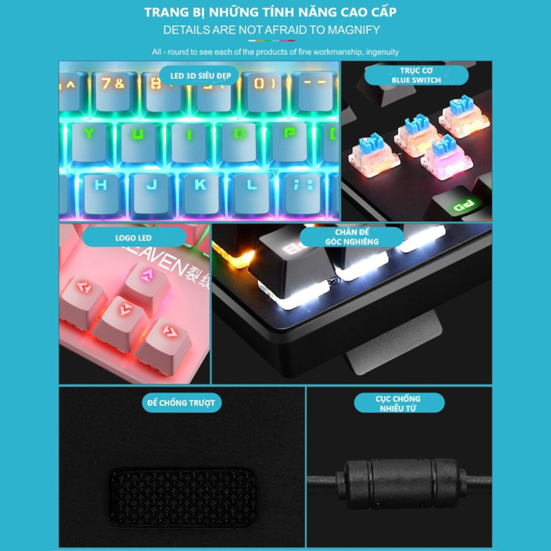 Bàn Phím Cơ Chuyên Game-Bàn Phím Cơ Máy Tính K550 Pro Led RGB  -Bảo hành,Blue Switch Có 10 Chế Độ Màu