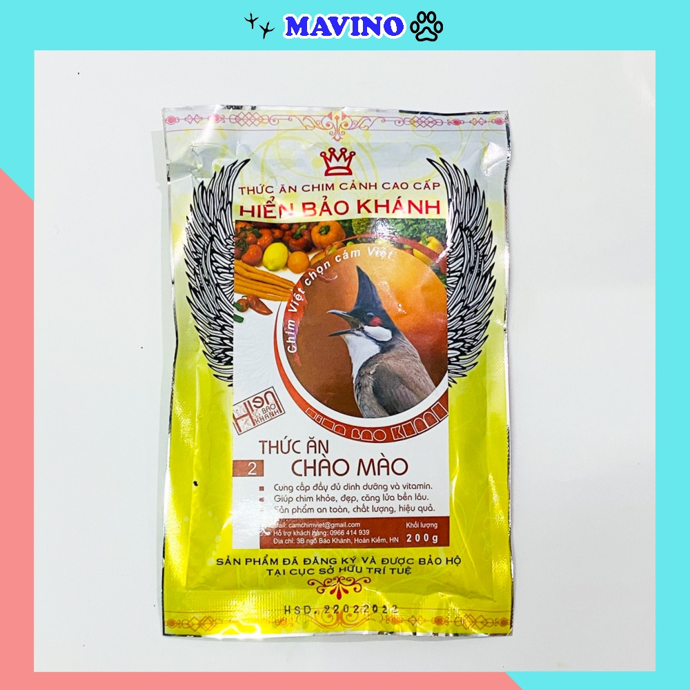 Cám chim chào mào Hiển Bảo Khánh số 2 cao cấp 200gram - Cám chào mào Hiển Bảo Khánh số 2 giá rẻ