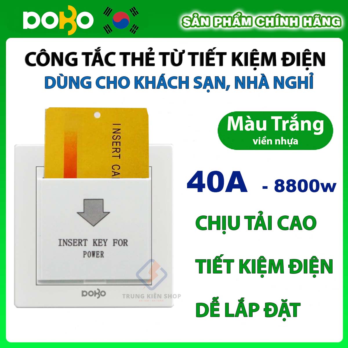[Hàng Chính Hãng] Công tắc thẻ từ tiết kiệm điện dùng cho nhà nghỉ, khách sạn, công suất cao 40A, Bảo hành 1 năm đổi mới
