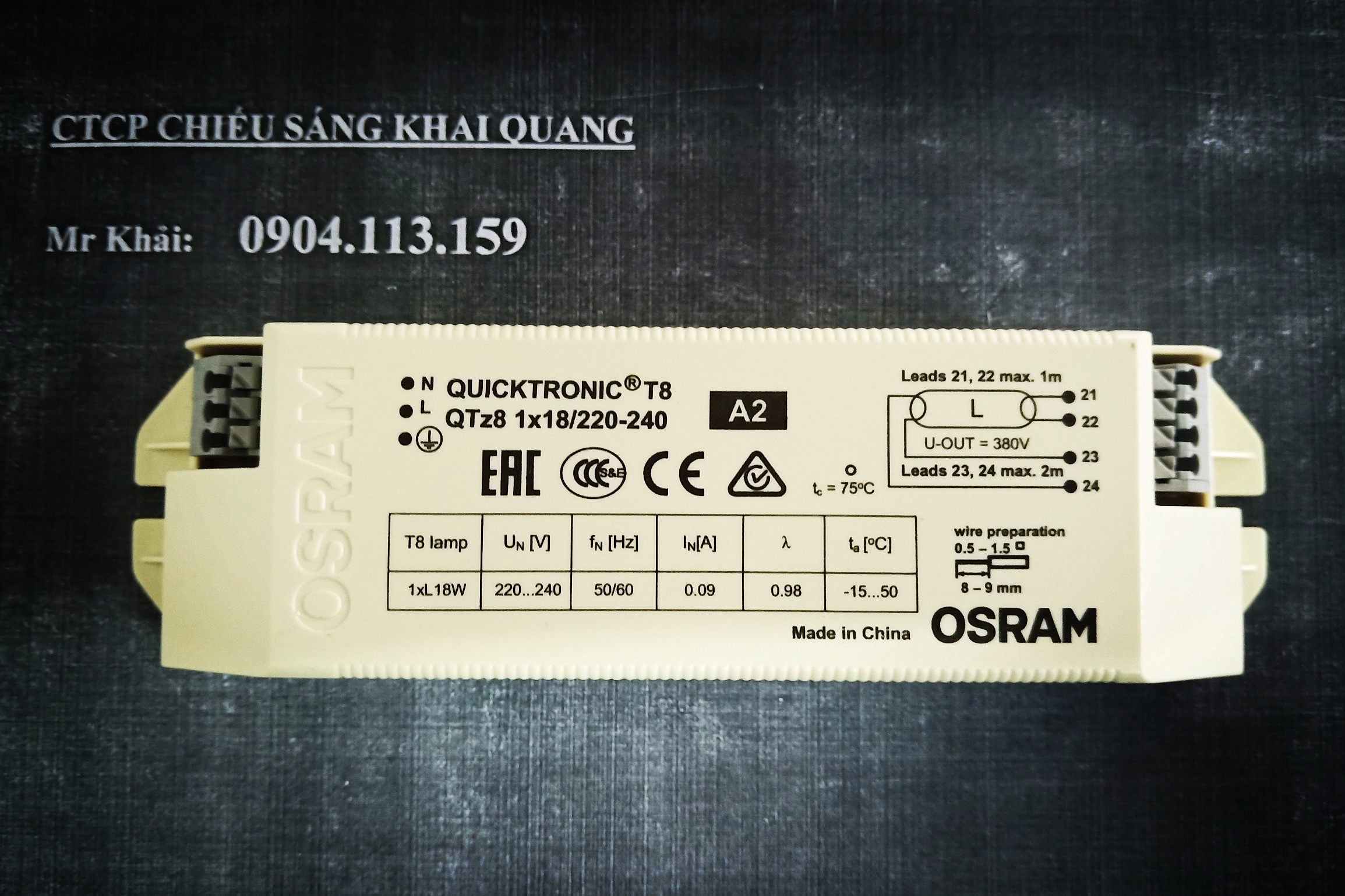 (SALE) Chấn lưu QTz8 1x18W Osram cho bóng huỳnh quang compact 18W