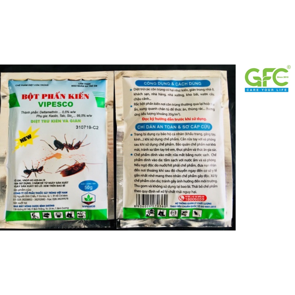 Bột phấn kiến vipesco - 50 gram - diệt kiến, gián, côn trùng