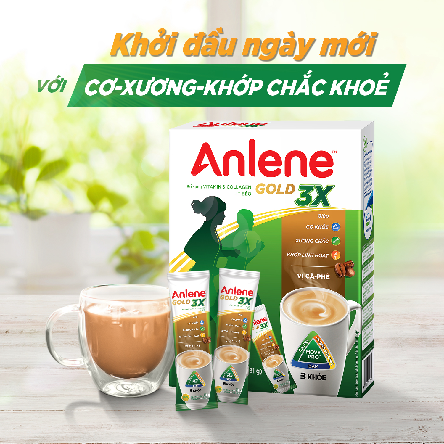 [Voucher giảm đến 26%]Combo 2 Sữa Bột Anlene Hương Cà Phê Dạng Gói Tiện Lợi (8 Gói x 35G)