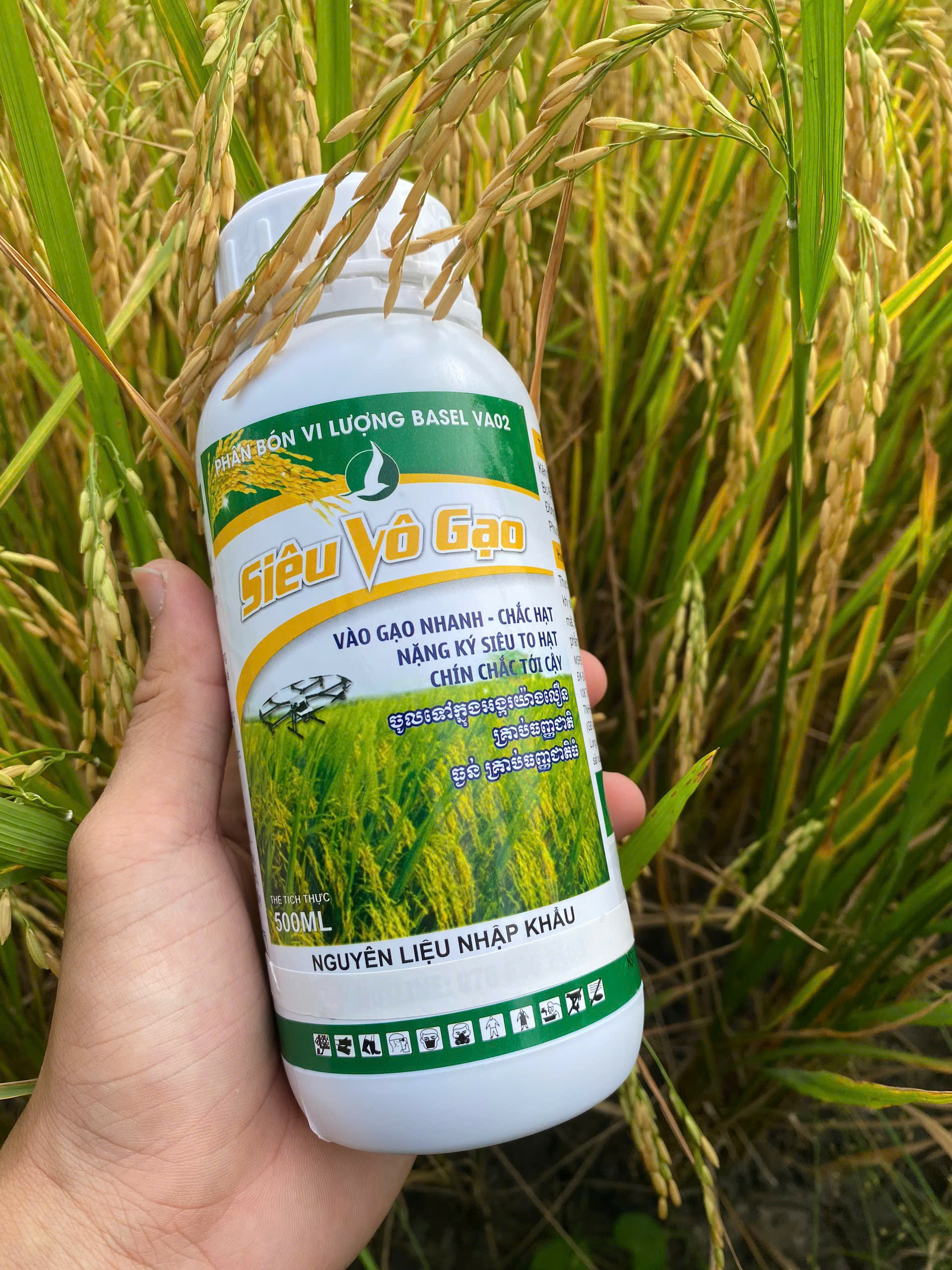 Phân bón lá - Lúa trổ thoát đòng, bung đòng mạnh, vô gạo nhanh (Siêu vô gạo 500ml)