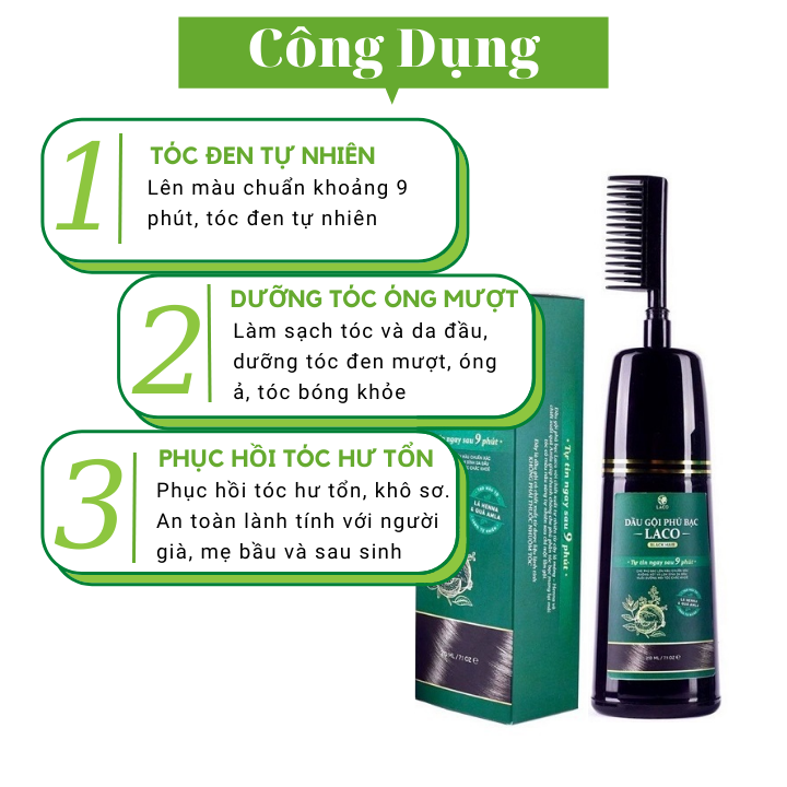 Dầu gội phủ bạc Laco - Dầu gội đen tóc thảo dược Laco 200ml