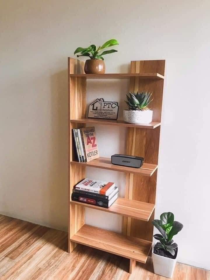 Kệ Sách Gỗ 5 Tầng- Kệ gỗ góc tường