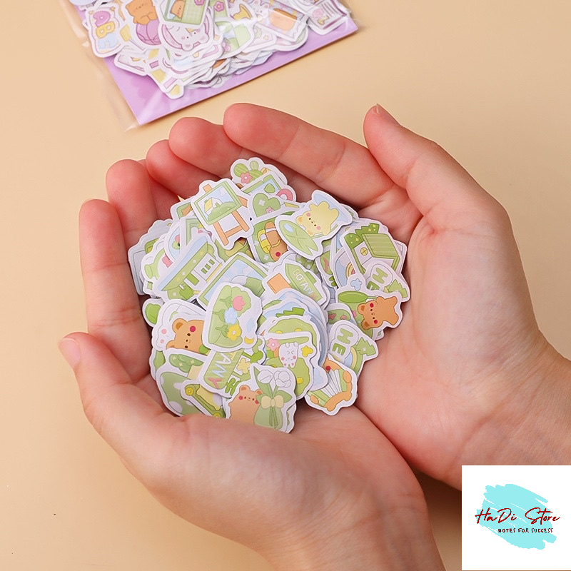 Set 200 chiếc sticker dễ thương nhiều màu, có tách lẻ
