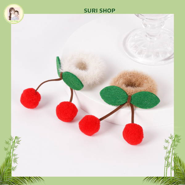 A, Dây Cột Tóc Cho Bé Chùm Cherry Xinh Xắn,  cột tóc cherry, cột tóc cherry đẹp