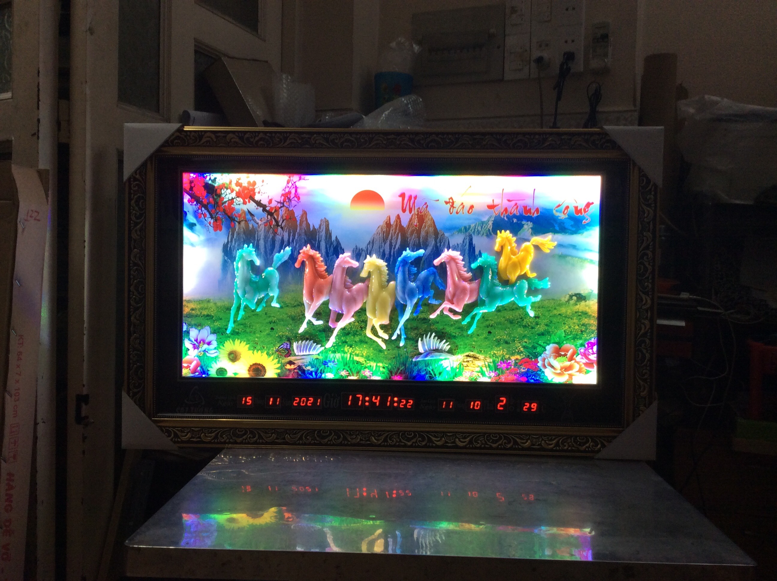 Đồng hồ Lịch Vạn Niên - Tranh Đá Mã Đáo D122 (KT 100x60x5cm)