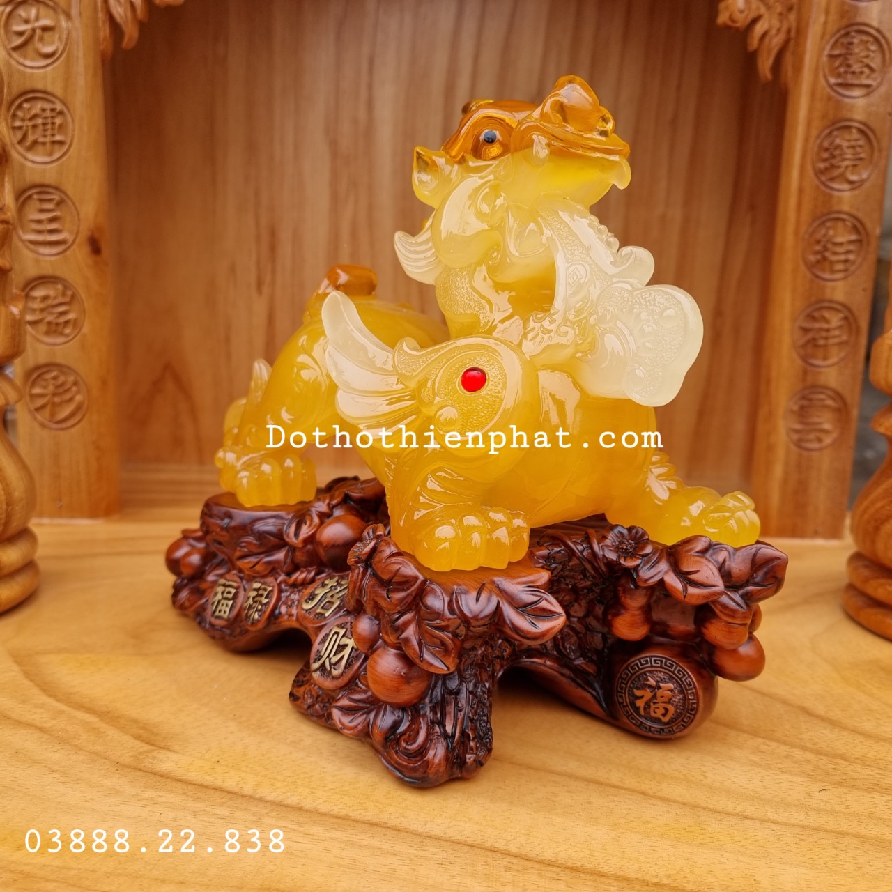 Tỳ Hưu Phong Thủy màu vàng ngang 27cm