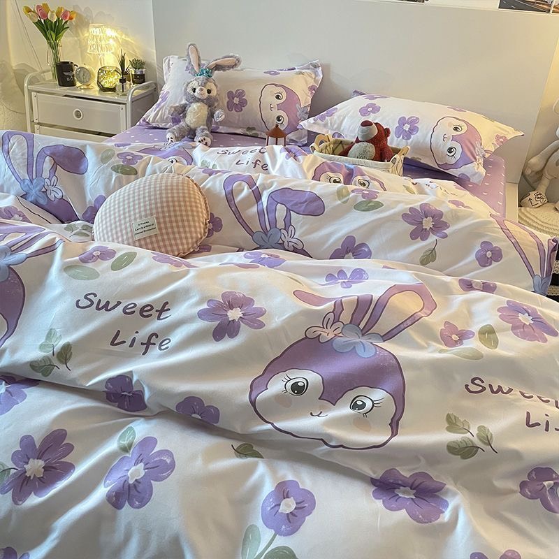 Set chăn ga gối cotton poly - Mẫu thỏ stella