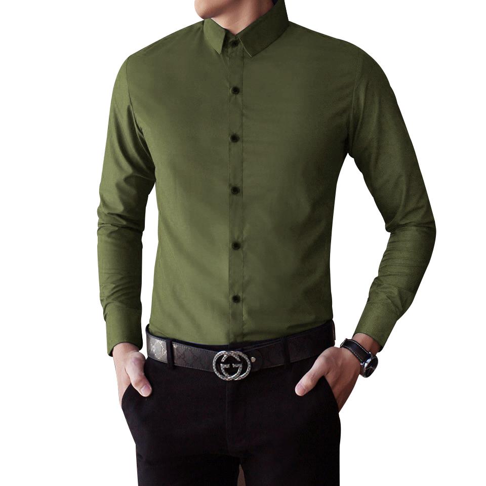 Sơ mi nam trẻ trung (xanh rêu)