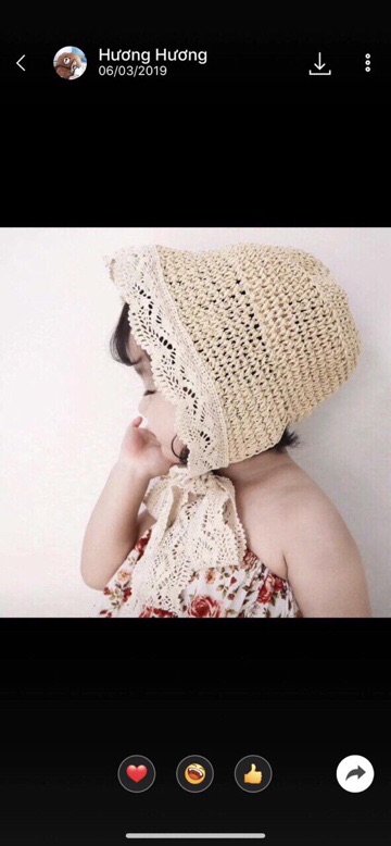 [MẪU MỚI] Mũ cói bèo viền ren tiểu thư cho bé
