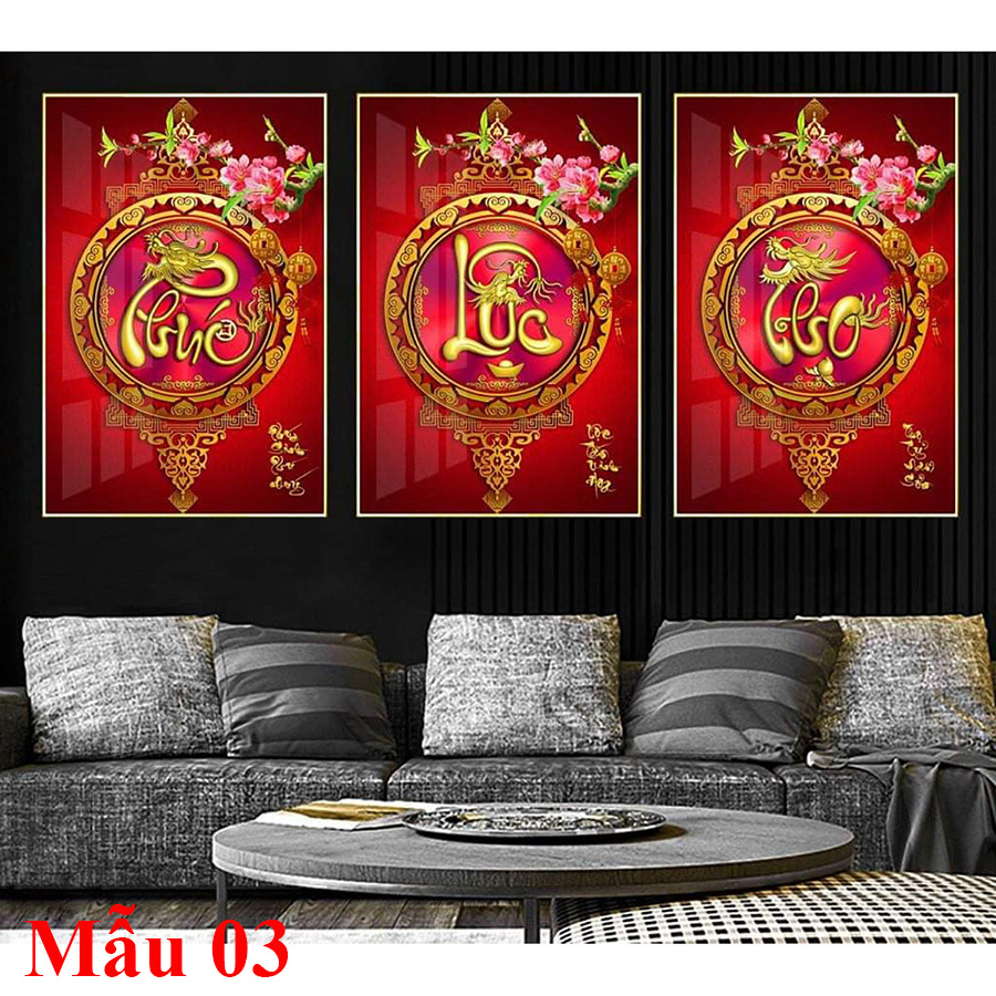 Tranh laminate tráng gương - tranh treo tường tết 2024 phúc lộc thọ