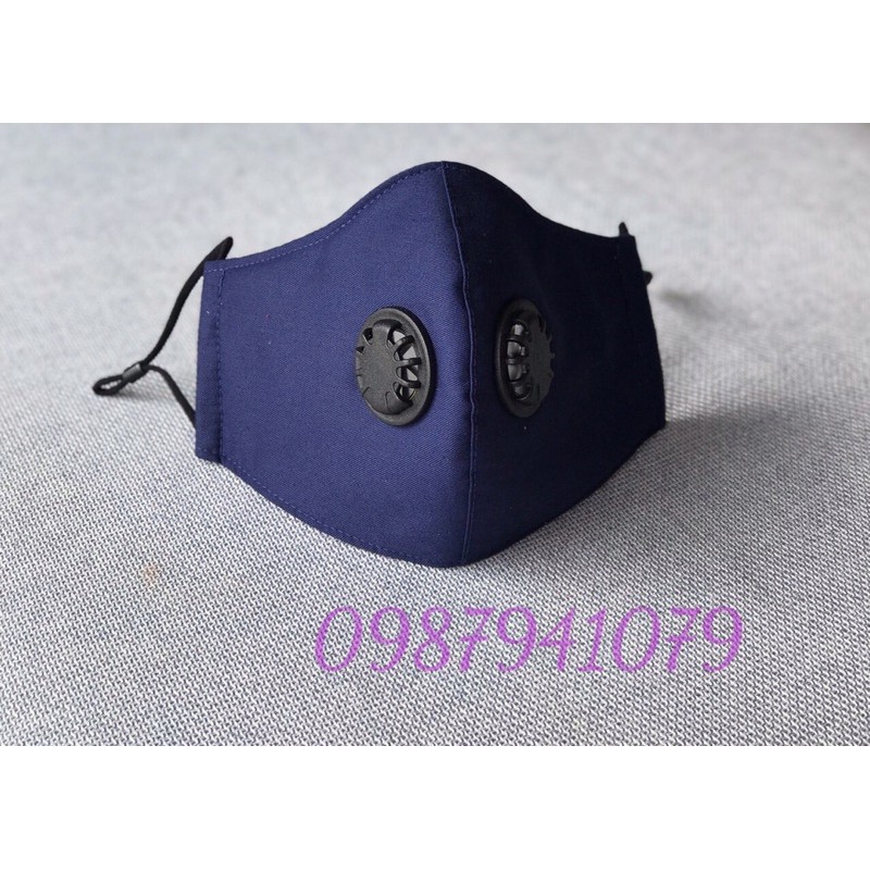 Khẩu trang vải 2 van thở chuyên dụng 1 chiều có dây điều chỉnh