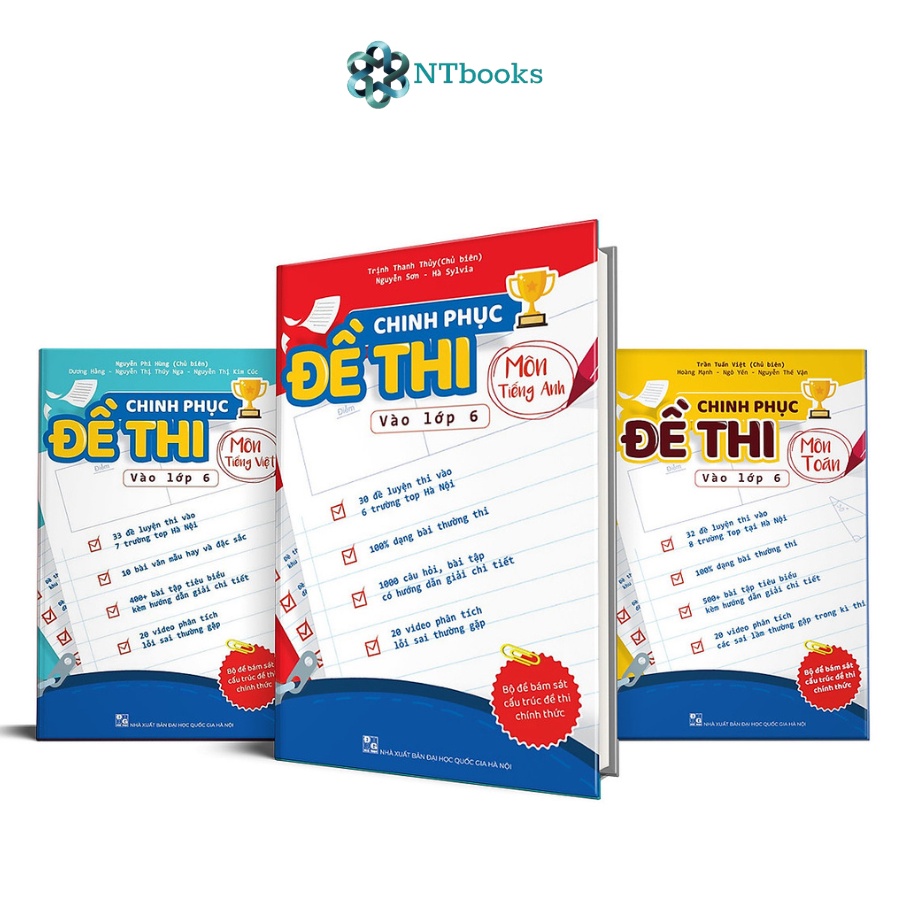 Sách - combo chinh phục đề thi vào lớp 6 - bộ 3 môn toán, tiếng việt, tiếng anh - ntbooks