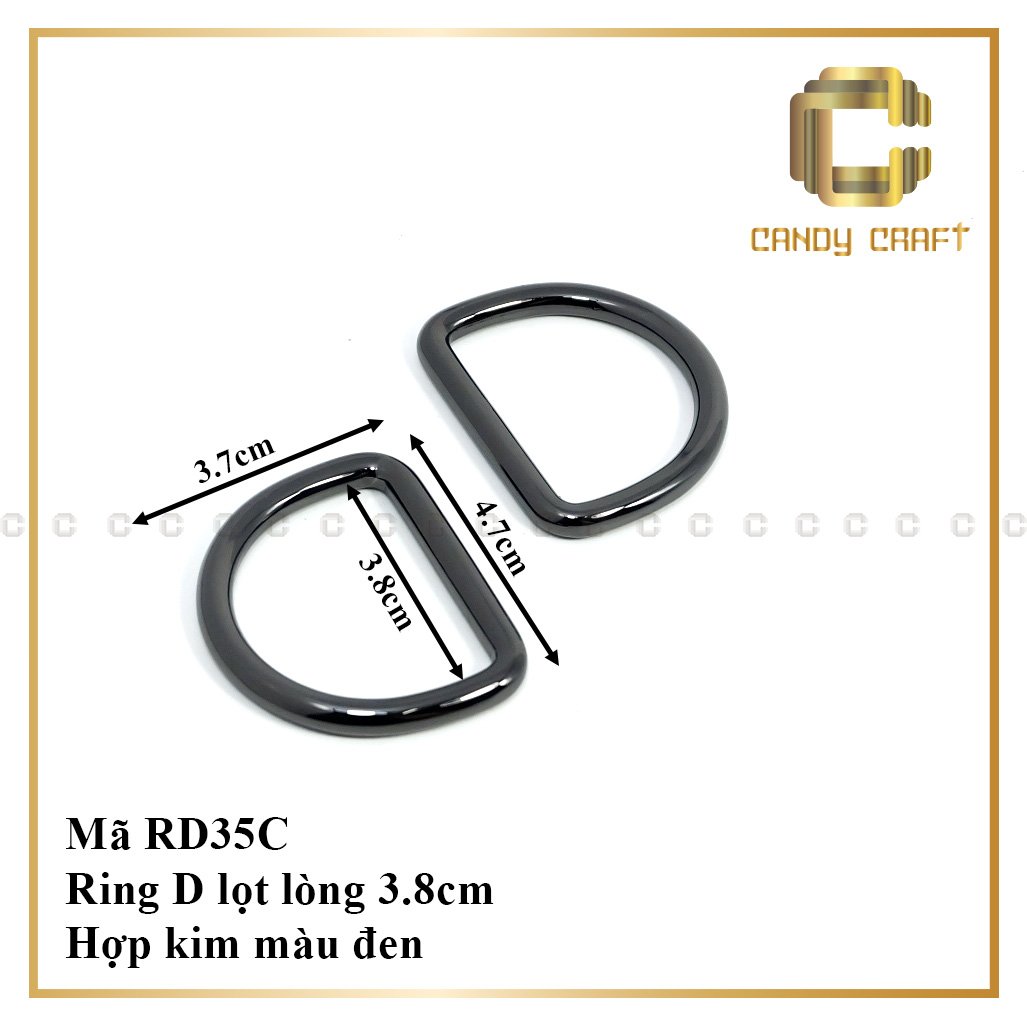 Khoen D (ring D)màu đen - phụ kiện làm túi xách