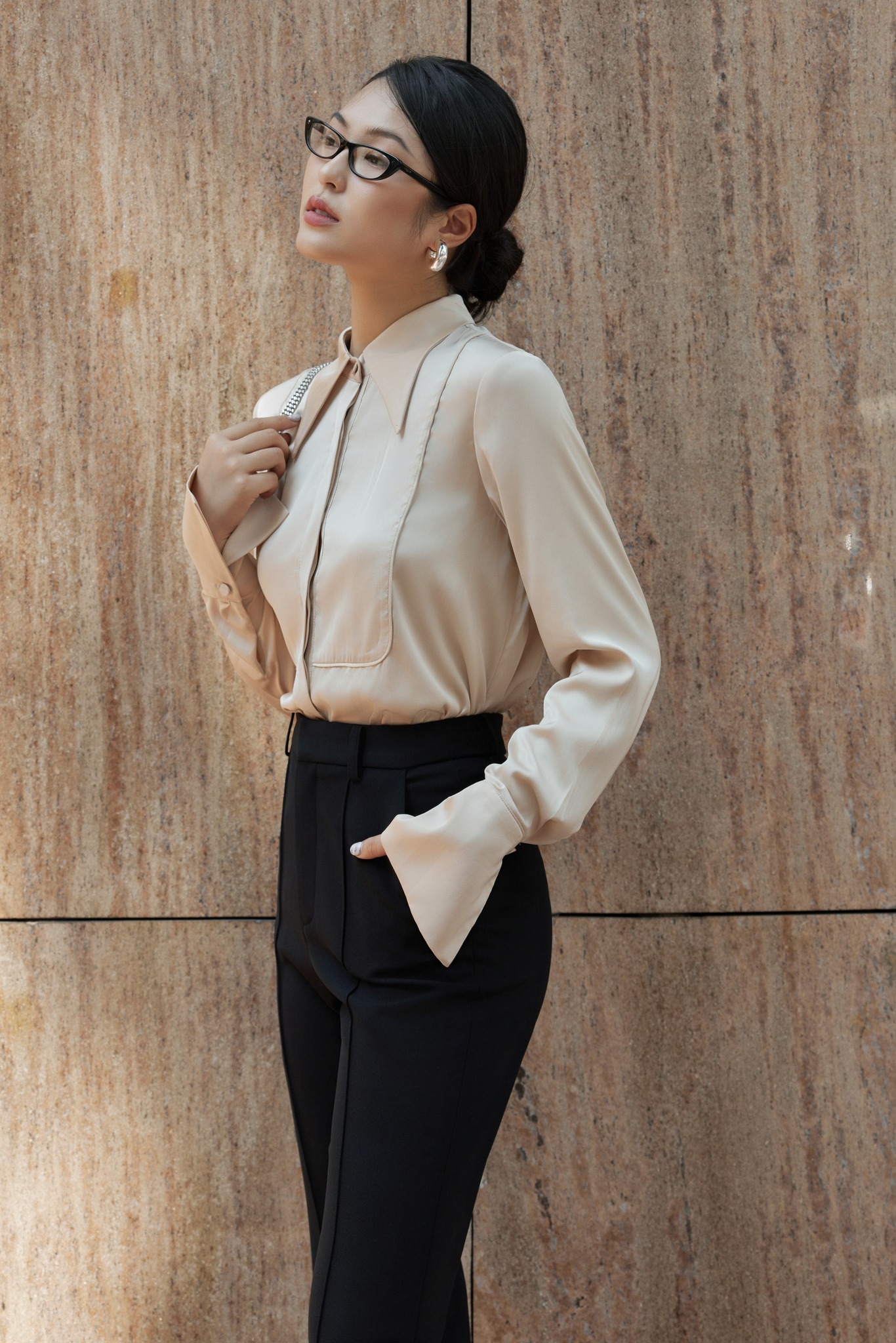 Áo sơ mi lụa mịn da cổ đức HUONG BOUTIQUE BSSM36