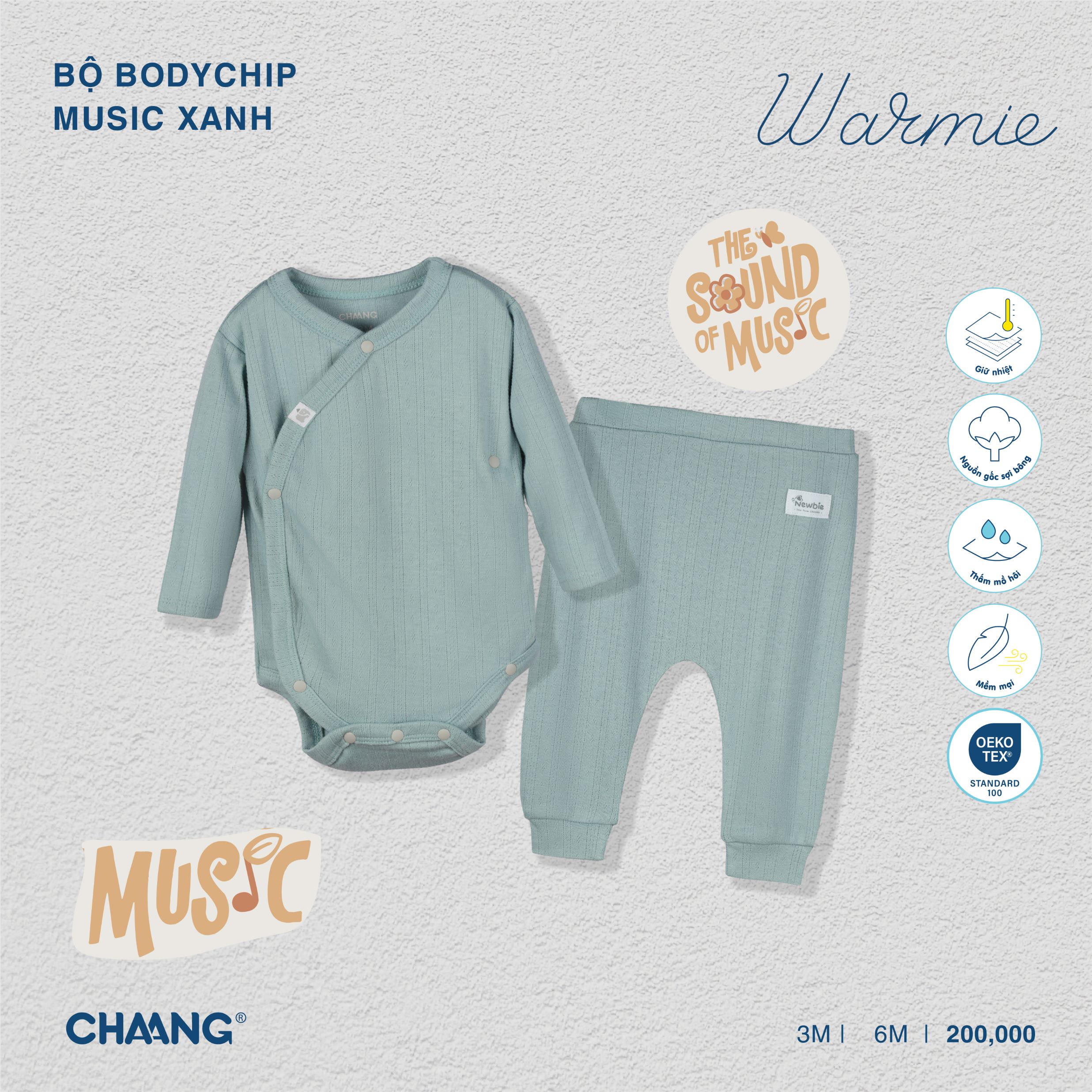 [CHAANG] Bộ body chip sơ sinh Music Chaang