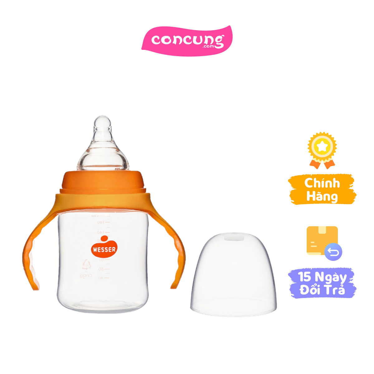 Bình sữa cổ rộng wesser pp 180ml
