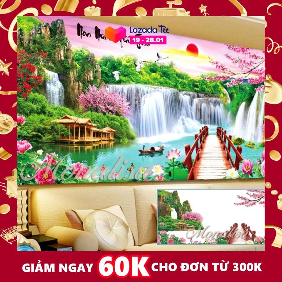 Tranh đính đá non nước hữu tình y8265 160 x 75cm. Bộ sản phẩm Tranh đính đá non nước hữu tình y8265 160 x 75cm bao gồm:Bút Chấm Đá.Đá, Vải In sẵn 100%Gôm Sáp, Khay Đựng Đây là Bộ Phụ Kiện(Chưa Khung)