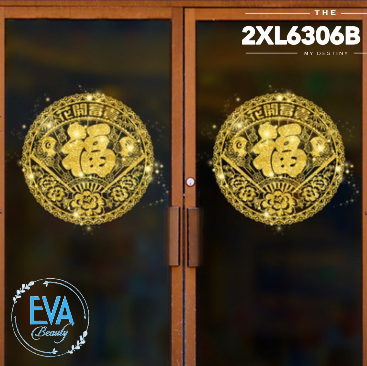 [HCM]Decal Dán Tường Dán Kính Trang Trí Tết Họa Tiết Dây Treo Lồng Đen Chữ Phúc Nhũ Vàng Đón Xuân XL6609 M3266