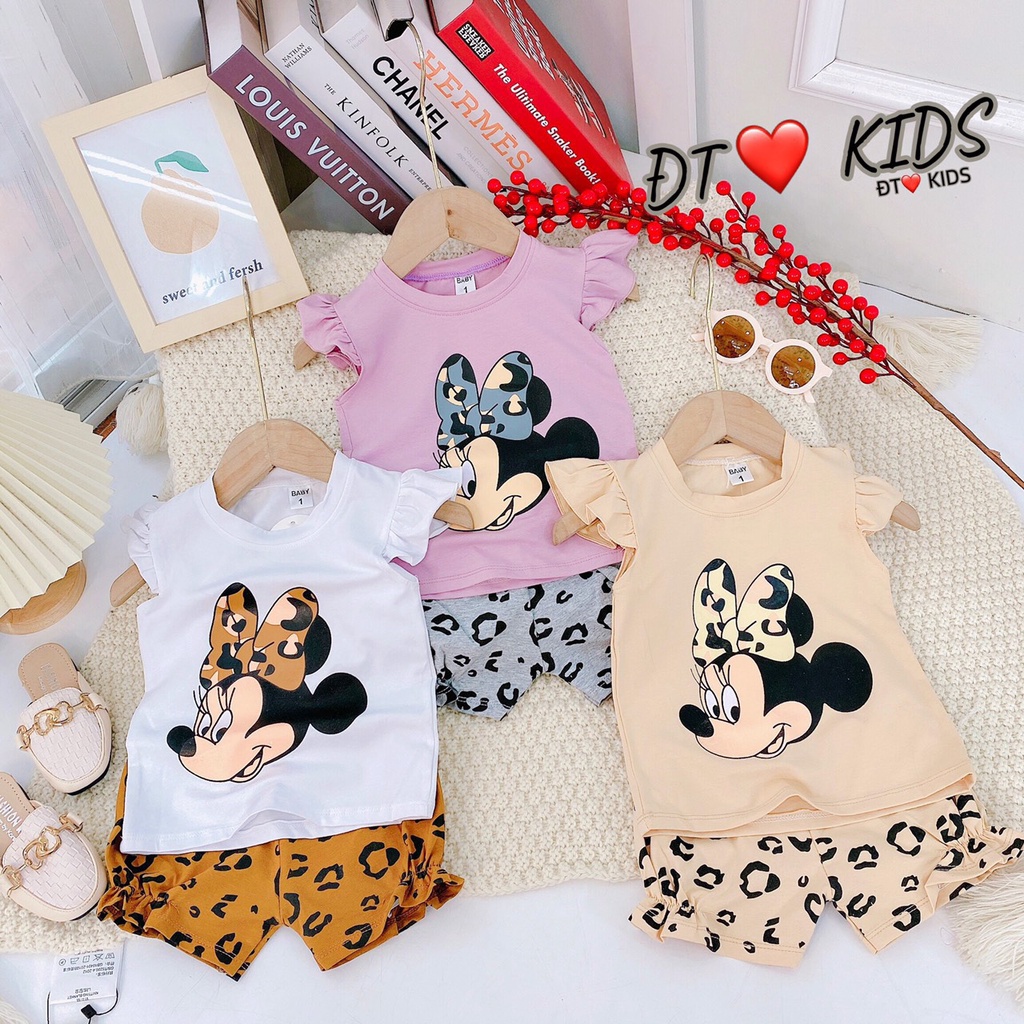 Bộ Cộc Tay Mickey Dễ Thương Cho Bé Gái