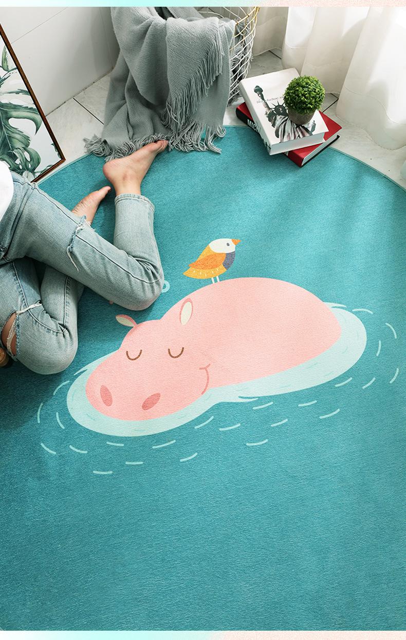 Thảm Tròn Trang Trí Hoạt Hình Nhung Nỉ Gai Cao Su Chống Trượt 100cm