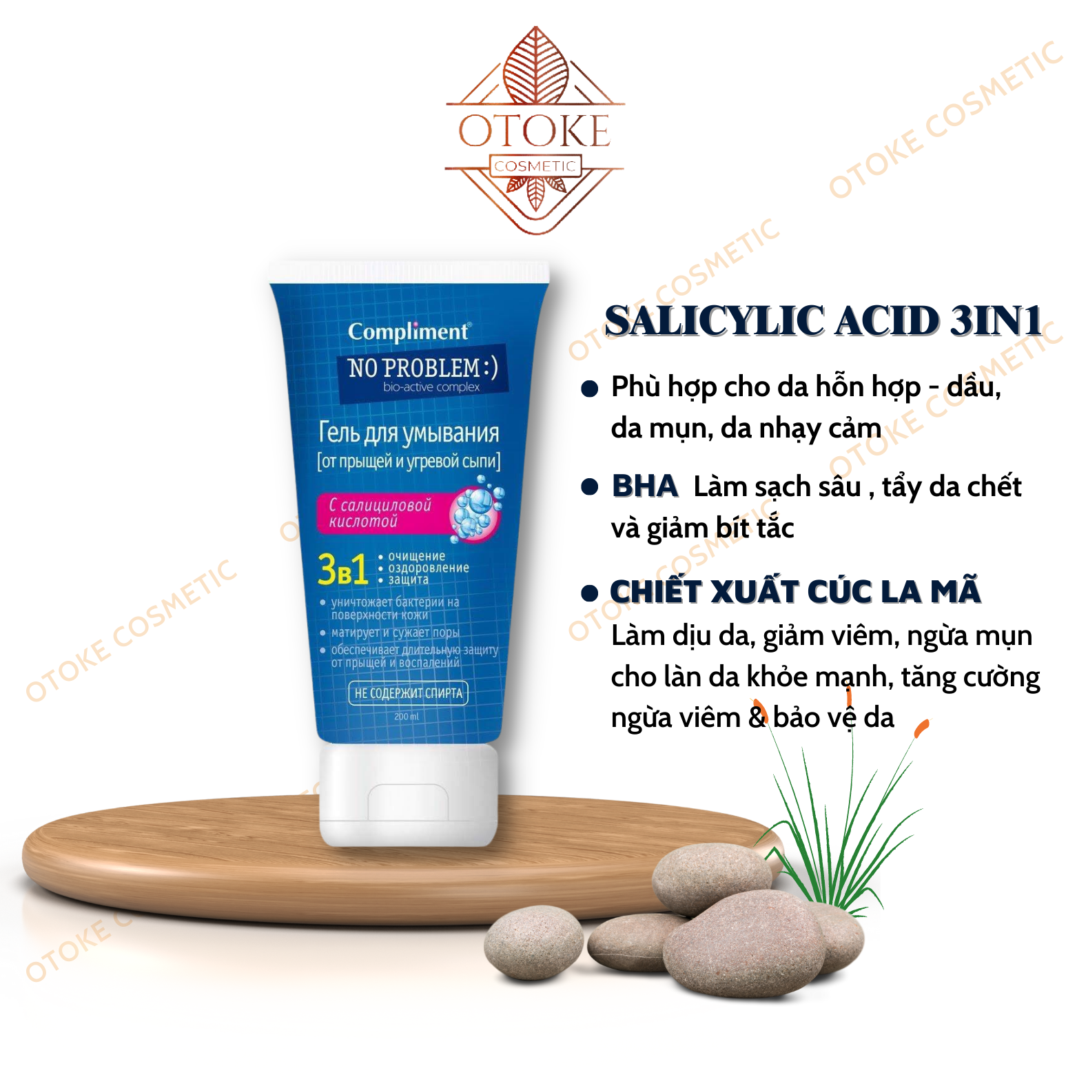 Sữa rửa mặt Compliment NO PROBLEM chứa Salicylic Acid Tea Tree 200ml