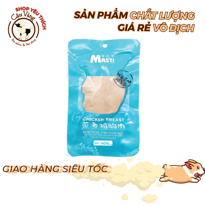 Ức Gà Hấp Ăn Liền MasTi 40gr Thức Ăn Vặt Ưa Thích Dành Cho Chó Mèo Giá Hấp Dẫn