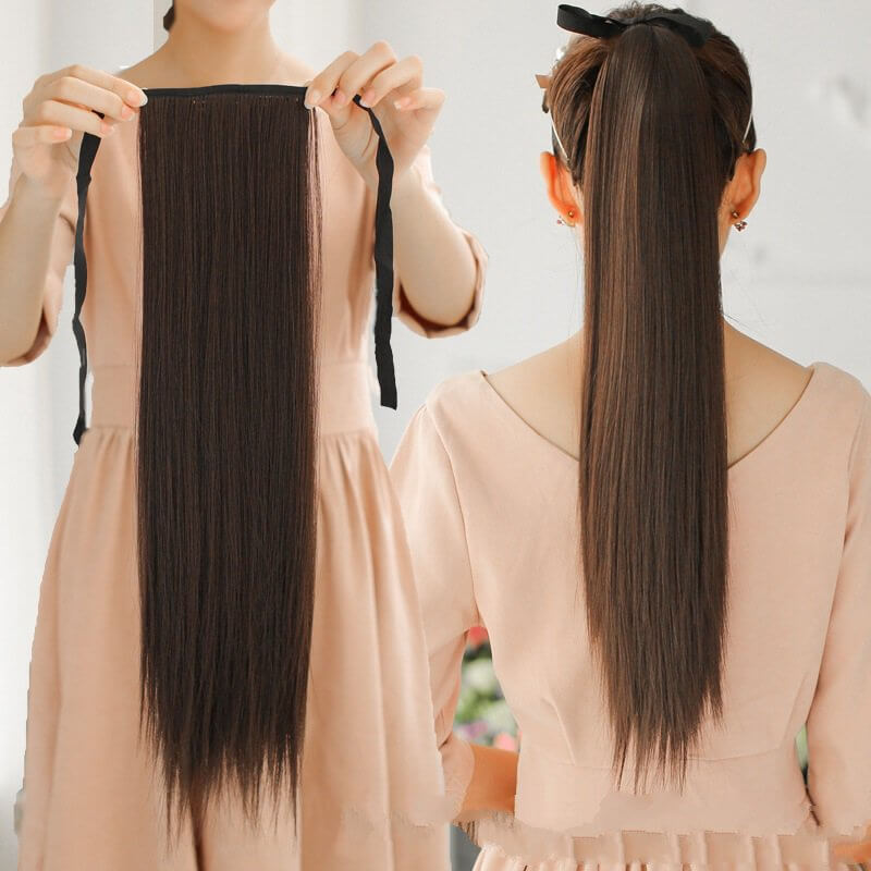 [Shop Uy Tín] Cột Tóc Giả Thẳng Đủ Độ Dài Đủ Màu Có Dây Cột Và Cài Chắc Chắn