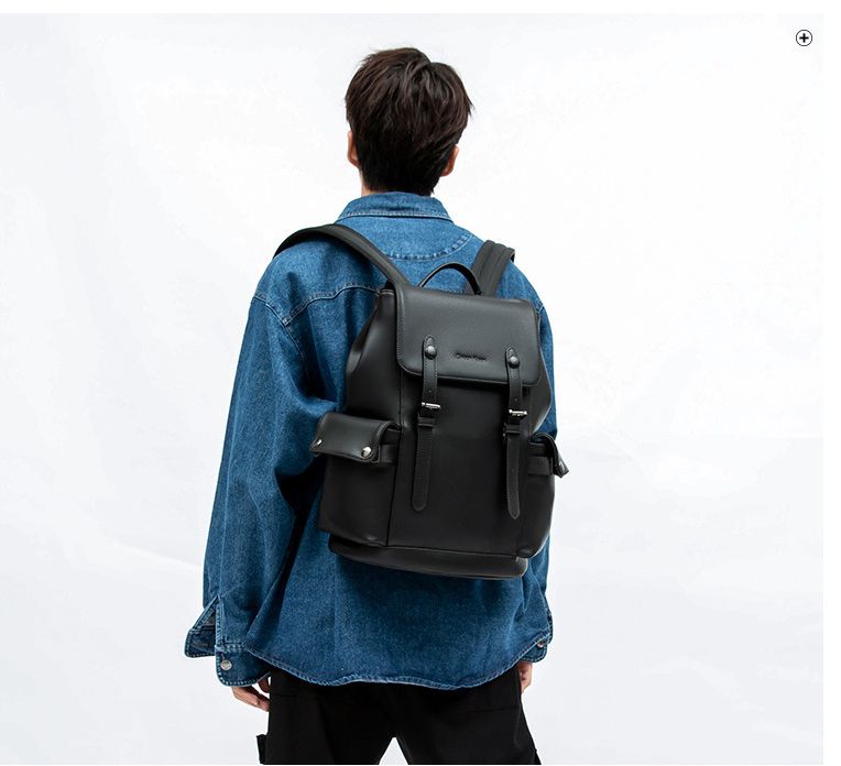 Balo nam da xịn béo đựng a4 laptop cặp đeo đi học túi đen trơn da đơn giản phong cách thời trang MINA