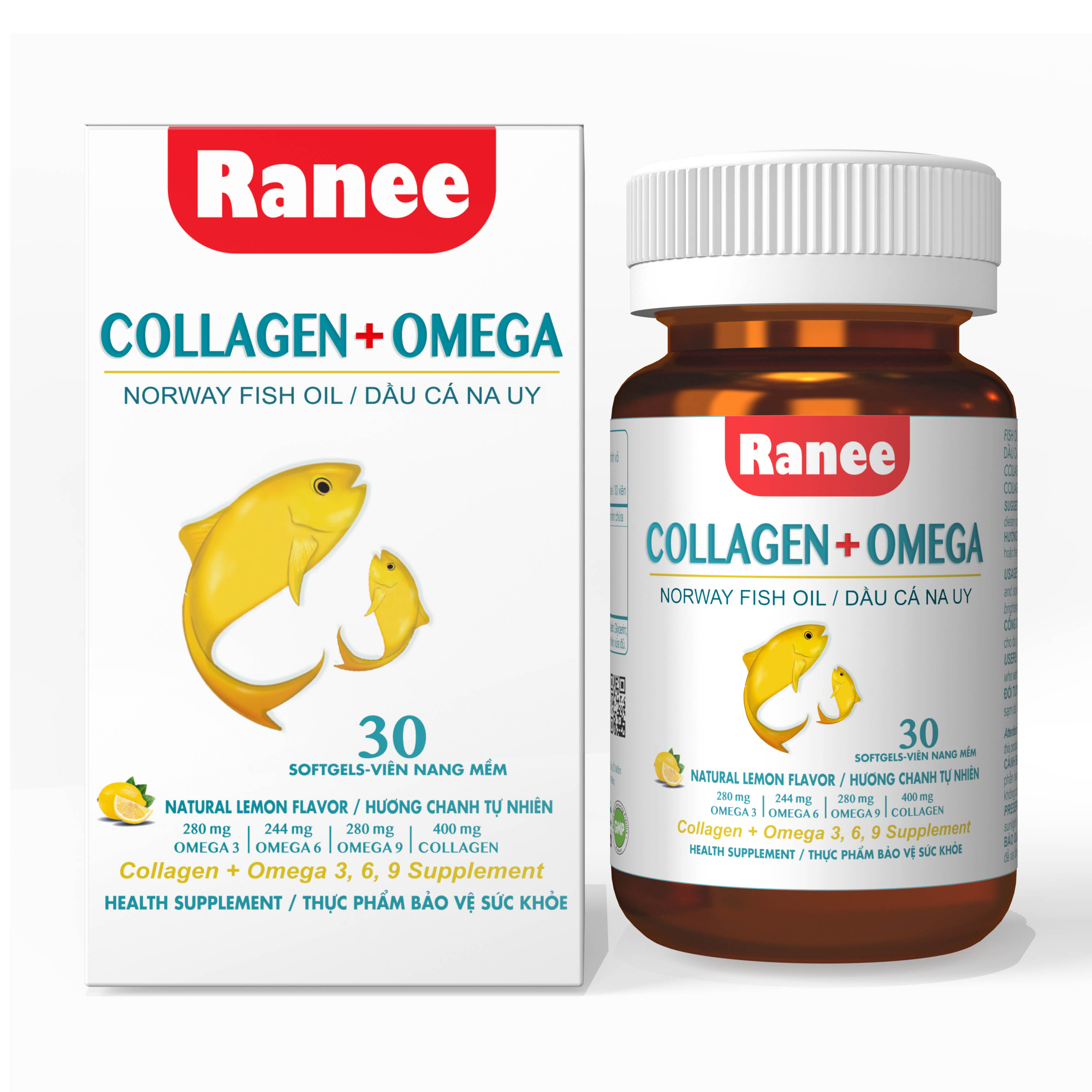 Combo 2 hộp Viên Nang Ranee Collagen + Omega (1 hộp 30 viên)