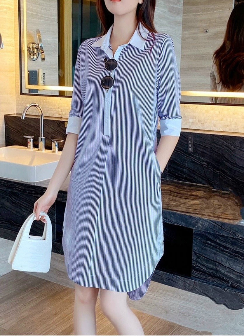 FreeshipMAX [HCM] ĐẦM SUÔNG SƠ MI SỌC