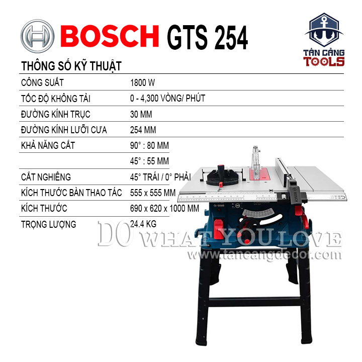 Máy Cưa Bàn Bosch GTS254 1800W ( Tặng Nón Bảo Hiểm Bosch )