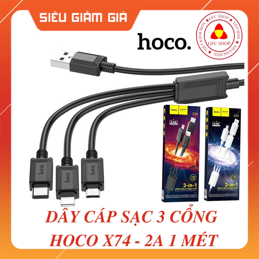 Cáp sạc hoco x74 3in1 dây dù