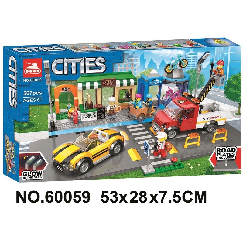 Lego Ctiy - Bela 60059 Đồ chơi lắp ráp xếp mô hình khu phố mua sắm 567 mảnh