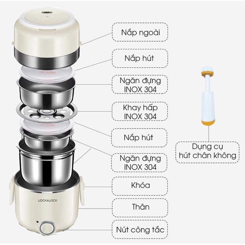 Hộp Cơm Điện Lock&Lock EJR226IVY - 2 Lít - Hàng Chính Hãng