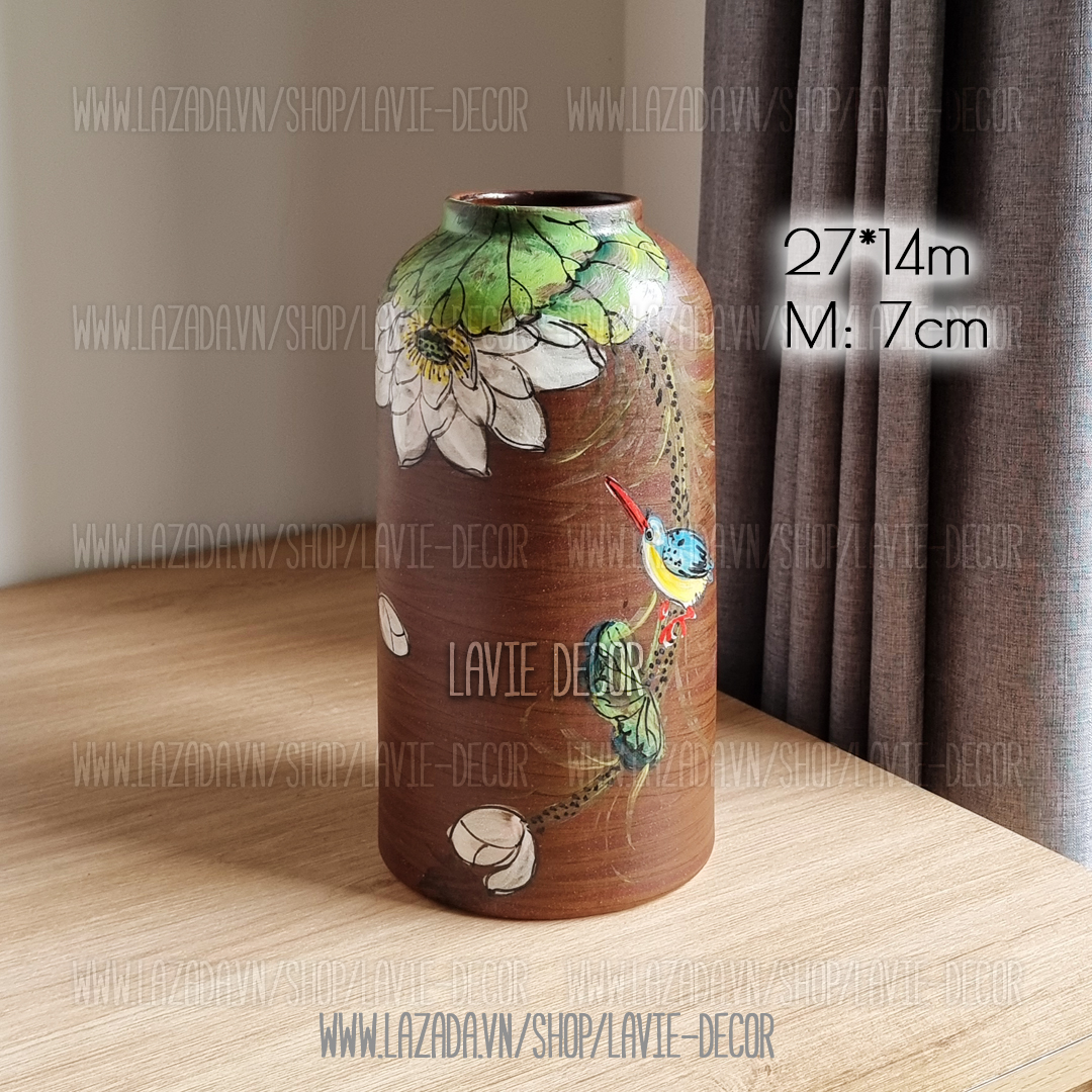 Lọ hoa gốm sứ vẽ thủ công Bát Tràng