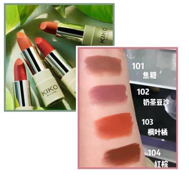 {Bill Đức}_Son Lì Hữu Cơ Kiko Green Me Matte Lipstick - 103 Basic Brick 4G
