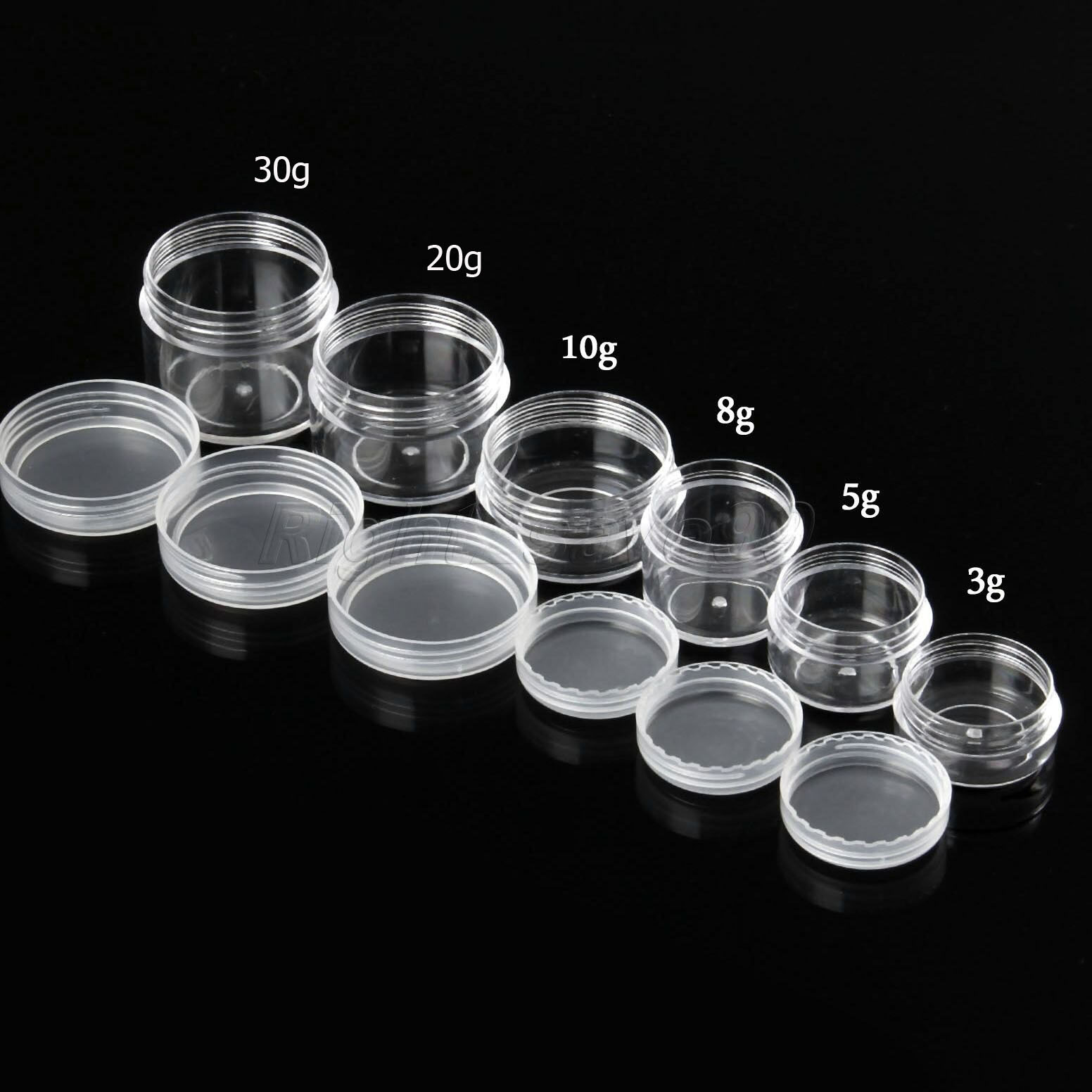 10 HỦ NHỰA TRÒN 20GR - 10 HỦ NHỰA TRÒN TRONG SUỐT NHỎ - 10 HỦ NHỰA 20GR NẮP ĐEN